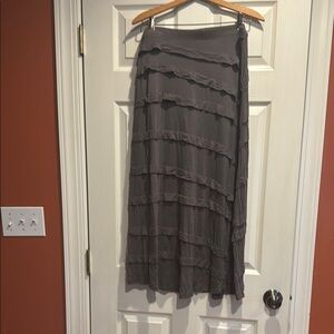INC International Concepts Gray Tiered Maxi Skirt L